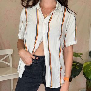 Denim & Flower Rainbow Button-Down